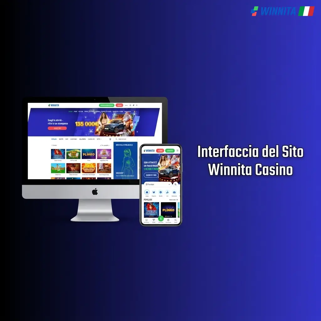 Interfaccia Winnita Casino con barra di navigazione superiore per utenti italiani, sezioni Sport, Casino e Promozioni