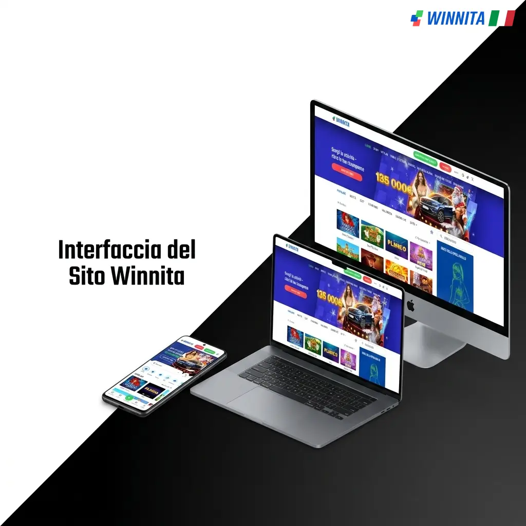 Interfaccia del sito Winnita con barra di navigazione superiore per scommesse, casino, live casino e promozioni