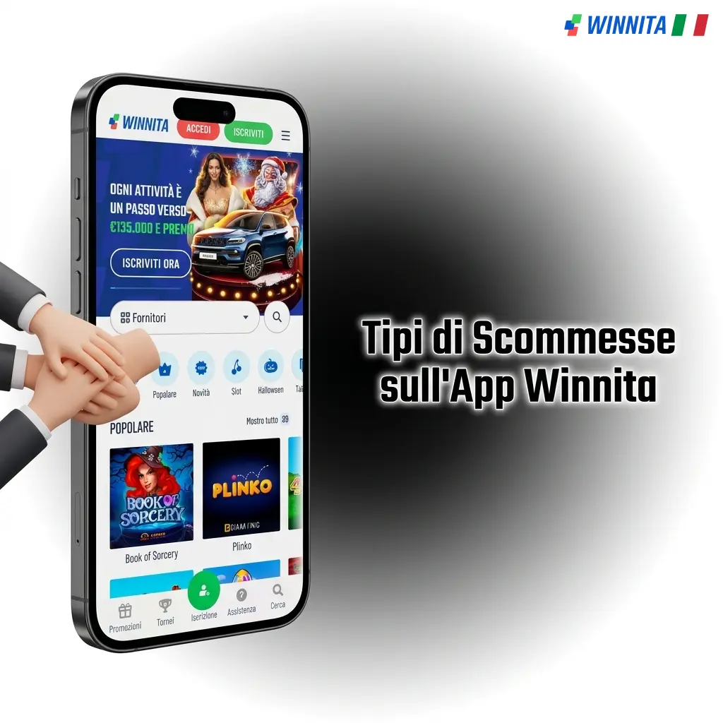 Tipi di scommesse su Winnita app: singola, multipla, tris, sistema e live con schedina mobile facile